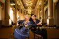 Rebecca Barnard and Monique Brumby will sing about books at the State Library as part of Melbourne Music Week.