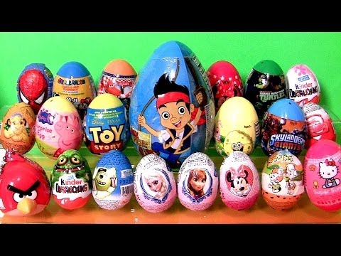 Giant Surprise Kinder egg Play-Doh Flintstones FROZEN Disney Peppa AngryBirds Giant Jake Funtoys