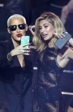 Amber Rose and Hailey Baldwin take a selfie during the 2016 MTV Video Music Awards at Madison Square Garden on August 28, 2016 in New York City. Picture: Getty