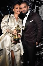 Rihanna and Drake pose onstage during the 2016 MTV Video Music Awards at Madison Square Garden on August 28, 2016 in New York City. Picture: Getty