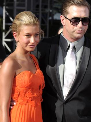 Hailey Baldwin, left, and father Stephen Baldwin back in 2010. Picture: AP