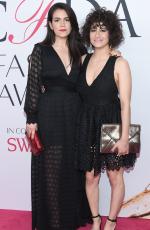 Abbi Jacobson, left, and Ilana Glazer, from the Comedy Central series, “Broad City,” arrive at the CFDA Fashion Awards. Picture: Evan Agostini/Invision/AP