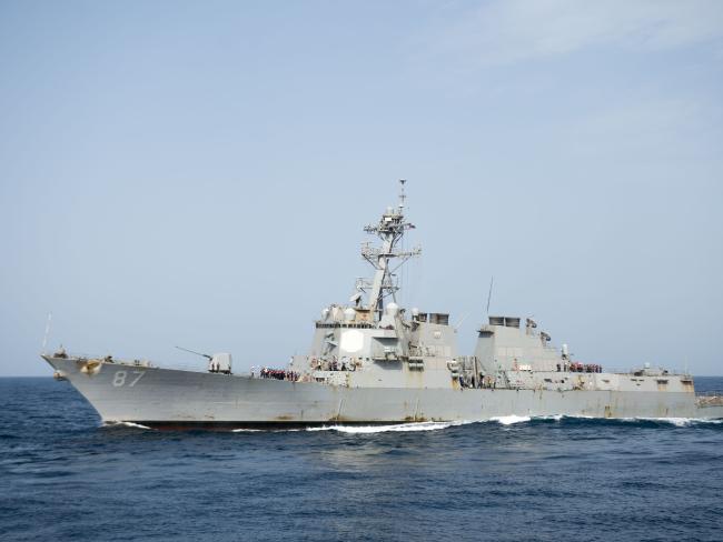 Two missiles fired from rebel-held territory in Yemen fell short of a US warship patrolling the Red Sea off the coast of the war-torn country, the US navy said. Picture: AFP/Navy Visual News Service/Handout