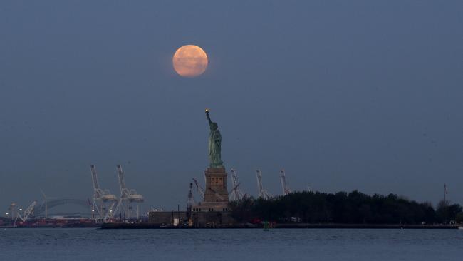 A supermoon over the Statue of Liberty in New York in 2013.