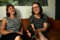 Emma Clark and Tess McCabe record a podcast called 'The New Normal' about parents running creative businesses. 