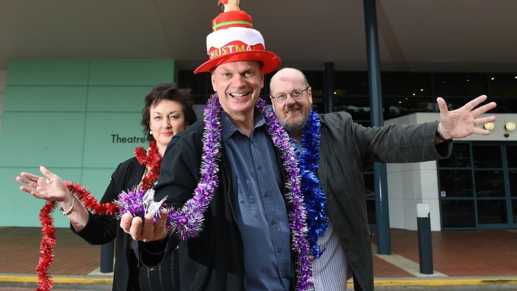 Senior council officer Gillian Kay, along with Luke Van Der Wielen and Mark Whitby from City Life, are looking forward to spreading cheer at the free Christmas lunch. Picture: Jason Sammon