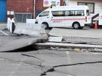 Cracks have appeared in roads around Centre Port, Wellington after the quake. Picture: AAP