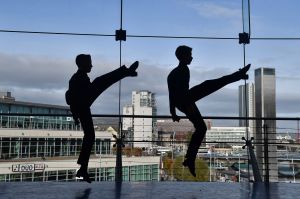 BELFAST, NORTHERN IRELAND - NOVEMBER 02: Competitors warm up backstage during the All Ireland Irish Dancing ...