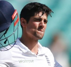 Ton up: England's cricket captain Alastair Cook celebrates after scoring a century against India.