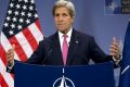 U.S. Secretary of State John Kerry speaks during a media conference at NATO headquarters in Brussels on Thursday, May ...