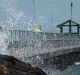 Despite the tragedy - and the wild weather - there were still fisherman on Mordialloc pier on Monday morning. 