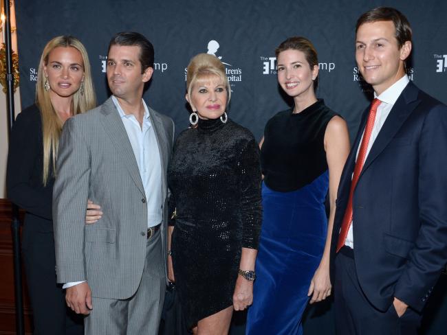 The Trumps (from left): Vanessa Trump, Donald Trump Jr, Ivana Trump, Ivanka Trump and Jared Kushner. Picture: Grant Lamos IV/Getty Images