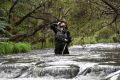 Not the muddy brown city Yarra: Christian Taylor with his camera affixed to his backpack (above his head) in the upper ...