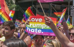 Pro-Hillary gay protester gets Trump wrong (Elzbieta Siekowska/Shutterstock)