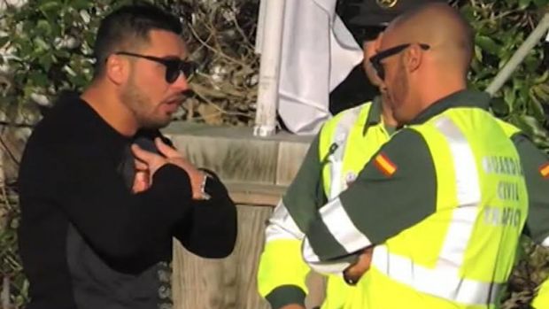 Salim Mehajer speaking to Spanish police on the island of Ibiza.