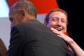 Buddies: President Barack Obama and Facebook CEO Mark Zuckerberg embrace on stage at an event at California's Standford ...