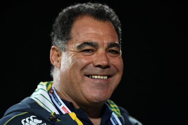 HULL, ENGLAND - OCTOBER 28: Mal Meninga of Australia looks on during the Four Nations match between the Australian ...