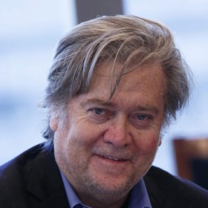 Steve Bannon, campaign CEO for Republican presidential candidate Donald Trump, right, looks on during a national security meeting with advisors at Trump Tower, Friday, Oct. 7, 2016, in New York. (AP Photo/ Evan Vucci)