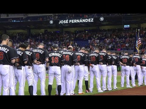 NYM@MIA: Marlins honor Fernandez with a ceremony