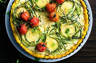 Zucchini and polenta tart