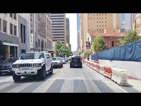 Driving Downtown - Main Street - Dallas Texas USA