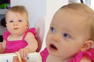 Twin sisters Olivia and Charlotte were conceived 10 days apart.