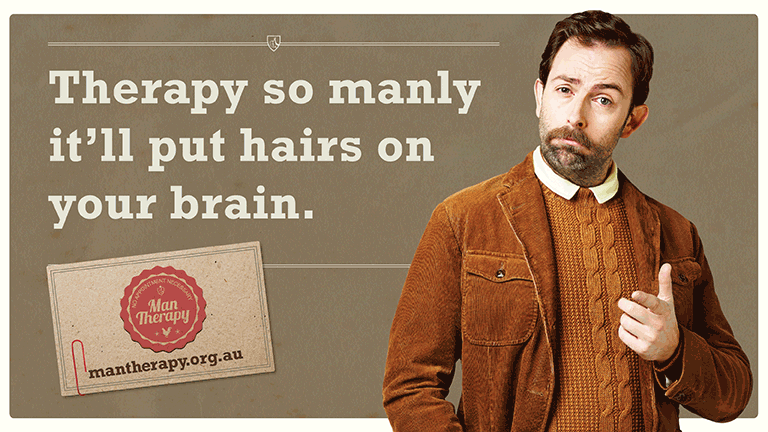 Therapy so manly it'll put hairs on your brain. I'm Doctor Brian Ironwood - visit me at my website.