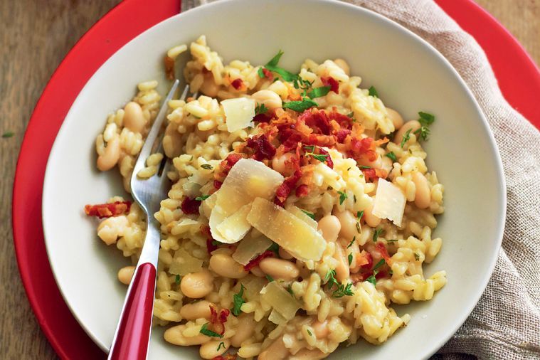 Pancetta and cannellini bean risotto (gluten-free)