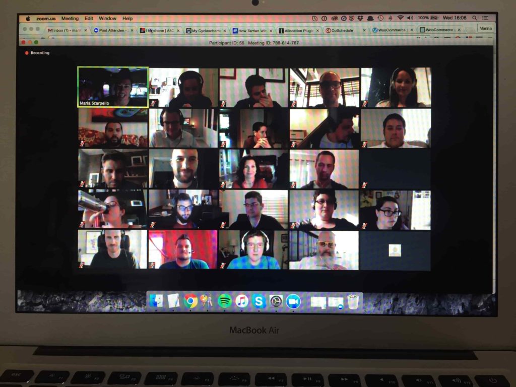 On-screen grid of faces in a google hangout