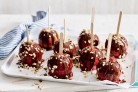 Toffee apples with dark chocolate