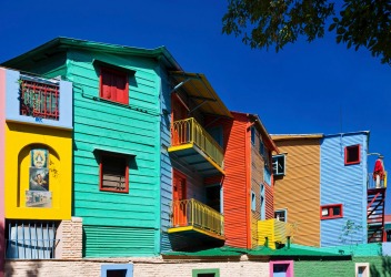 Colorful houses in La Boca, Buenos Aires, Argentina.