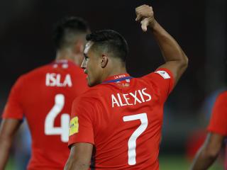 Chile's Alexis Sanchez celebrates after scoring against Uruguay, during a 2018 World Cup qualifying soccer match in Santiago, Chile, Tuesday, Nov. 15, 2016. (AP Photo/Luis Hidalgo)