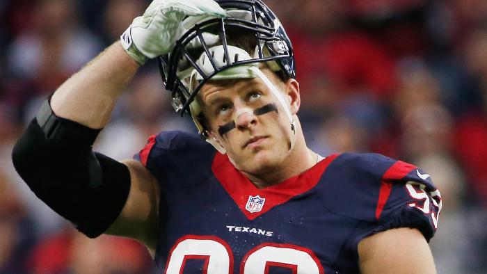 HOUSTON, TX - DECEMBER 28: J.J. Watt #99 of the Houston Texans waits on the field during their game against the Jacksonville Jaguars at NRG Stadium on December 28, 2014 in Houston, Texas. (Photo by Scott Halleran/Getty Images)