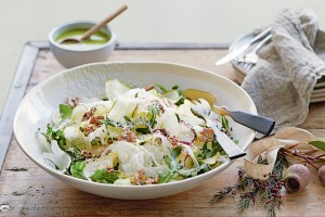 Shaved vegetable salad with creamy tarragon dressing