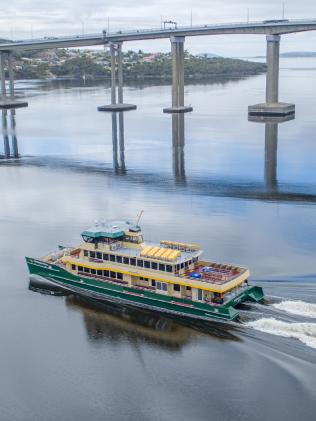 Supplied image obtained Thursday, Nov 17, 2016 of the first in a fleet of six new Sydney ferries in Hobart. The newly named Catherine Hamlin has undergone sea trials. The vessel will make the trip north starting Friday before being put through its paces in Sydney and starting operation at a date to be confirmed. (AAP Image/INCAT) NO ARCHIVING, EDITORIAL USE ONLY