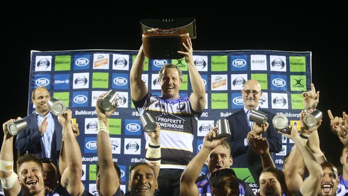 TAMWORTH, AUSTRALIA - OCTOBER 22: Spirit captain Heath Tessmann holds aloft the NRC trophy after victory in the 2016 NRC Grand Final match between the NSW Country Eagles and Perth Spirit at Scully Park on October 22, 2016 in Tamworth, Australia. (Photo by Mark Metcalfe/Getty Images)