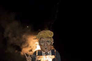  A Donald Trump Effigy Is Burnt At Edenbridge Bonfire Night.