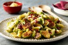 Caramelised brussels sprouts with buttered breadcrumbs & dried cranberries