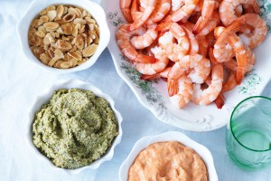 Prawns with three sauces