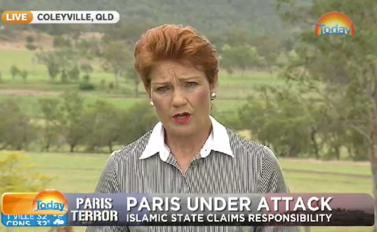 One Nation Senator Pauline Hanson.