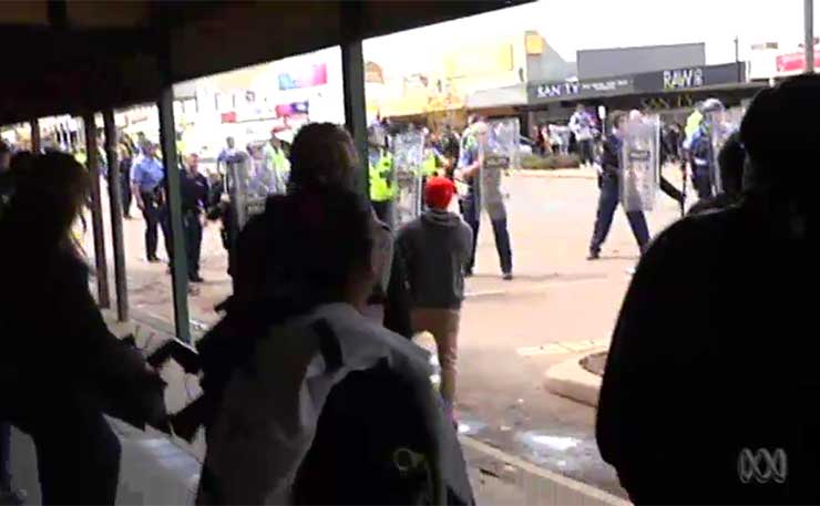 Aboriginal protestors clash with police in Kalgoorlie in August 2016, after the death of 14-year-old Elijah Doughty.