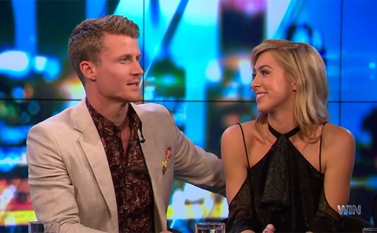 The Bachelor participants pictured on Channel 10's The Project recently.