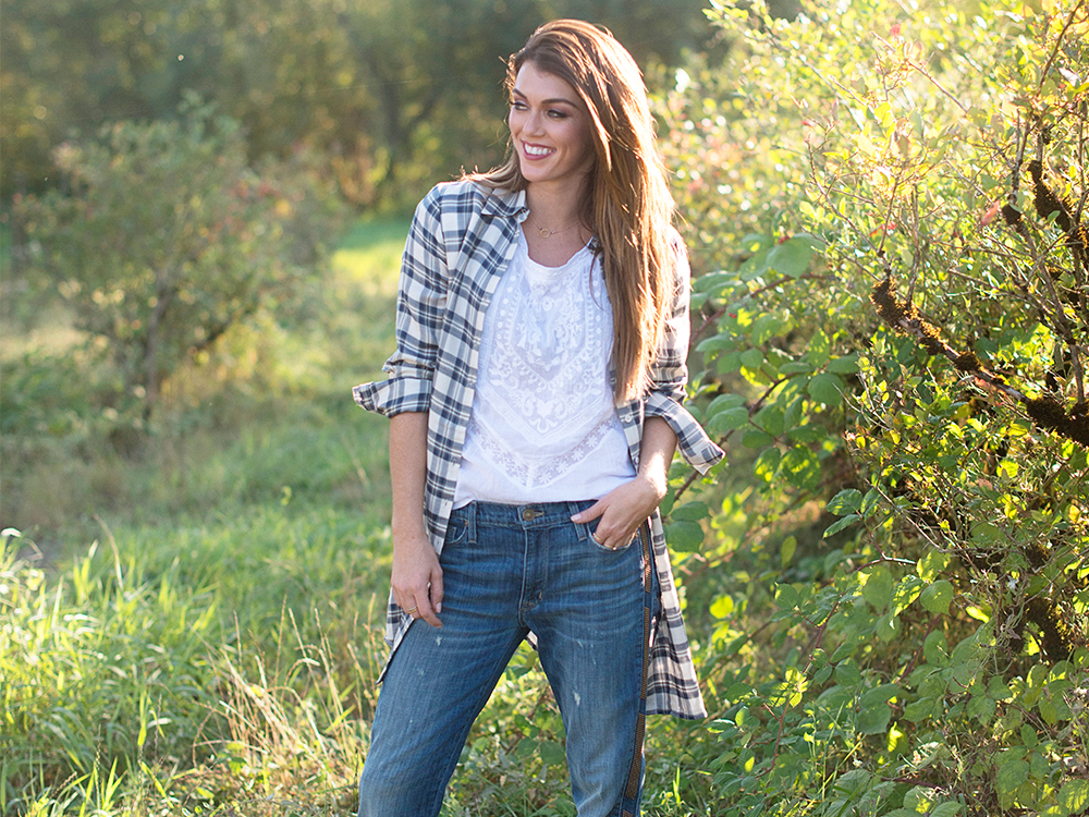 Plaid Juniors' Shirt With Jeans And Boots