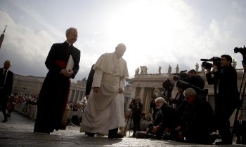 Pope Francis arrives in St. Peter's Square for a general audience (AP)