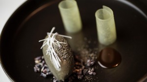 Whipped black sesame dessert served at the Bridge Room in Sydney.