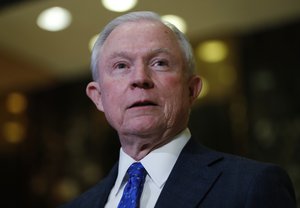 In this photo taken Nov. 17, 2016, Sen. Jeff Sessions, R-Ala. speaks to media at Trump Tower in New York. President-elect Donald Trump has picked Sessions for the job of attorney general.