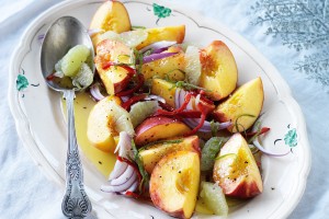 Peach, lime & chilli salad