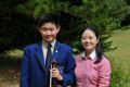 Knox Grammar music scholarship student Kevin Fan with his mother Vivian Rong Xu. 