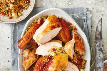 Coconut-glazed turkey with spiced pineapple rice