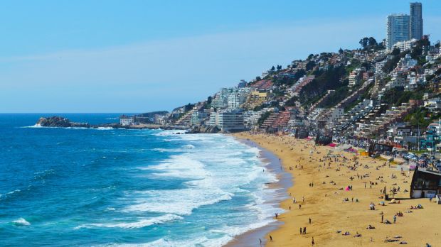 Beach in Vina del Mar, Chile.  